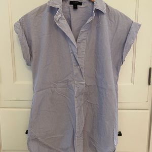 J Crew blue + white striped popover